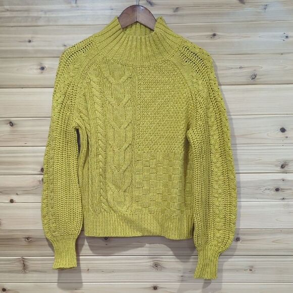 Sundance Sweater Womens Small Golden Yellow Cable Knit Boho - Picture 1 of 8
